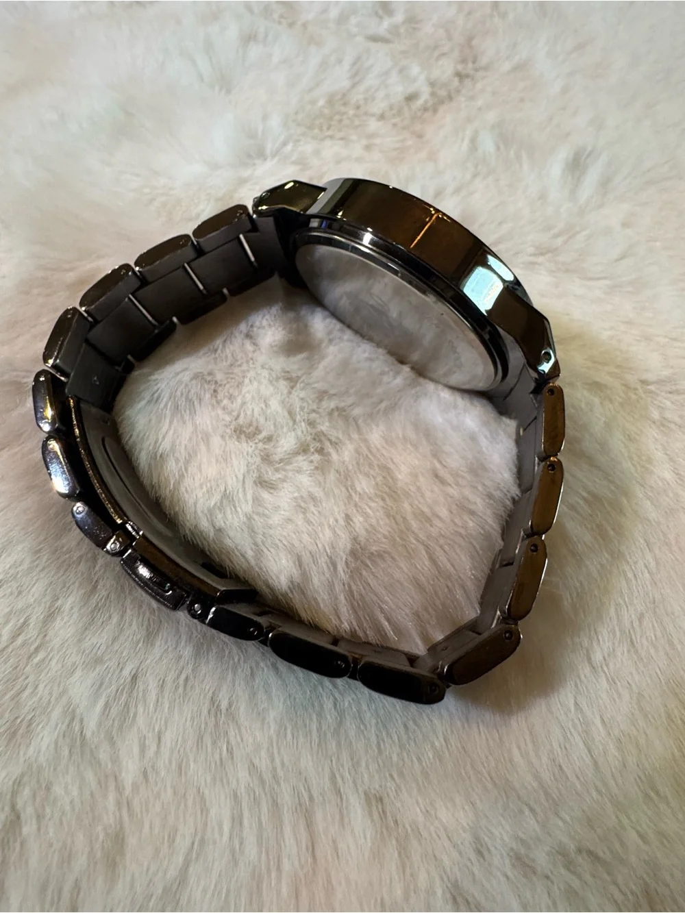 Mossimo Men's Quartz Analog Black Dial Metal Bracelet Fixed Bezel Seconds